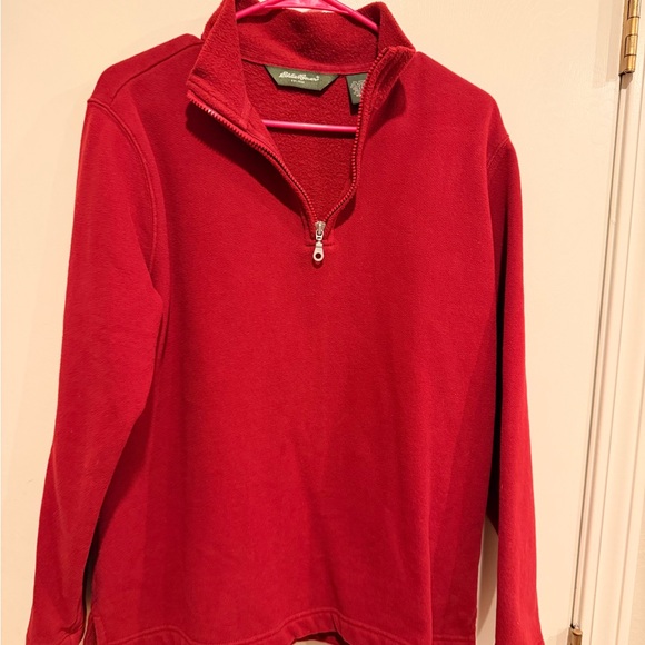 Eddie Bauer fleece Red Quarter-Zip Pullover - Picture 4 of 5